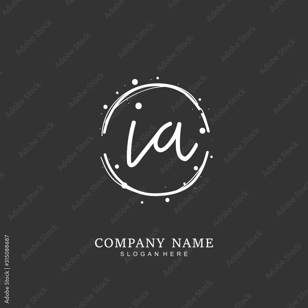 Handwritten initial letter I A IA for identity and logo. Vector logo template with handwriting and signature style. Handwritten initial letter I A IA for identity and logo. Vector logo template with handwriting and signature style.