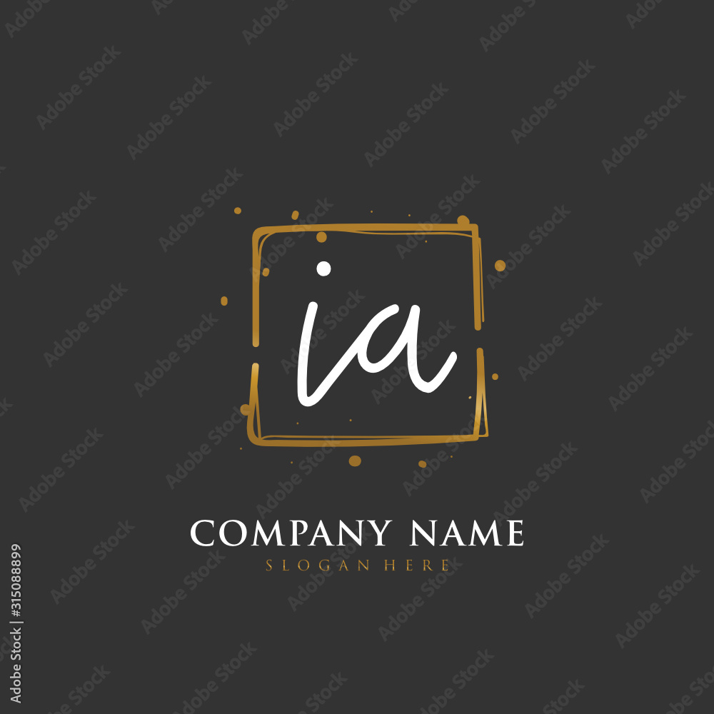Handwritten initial letter I A IA for identity and logo. Vector logo template with handwriting and signature style. Handwritten initial letter I A IA for identity and logo. Vector logo template with handwriting and signature style.