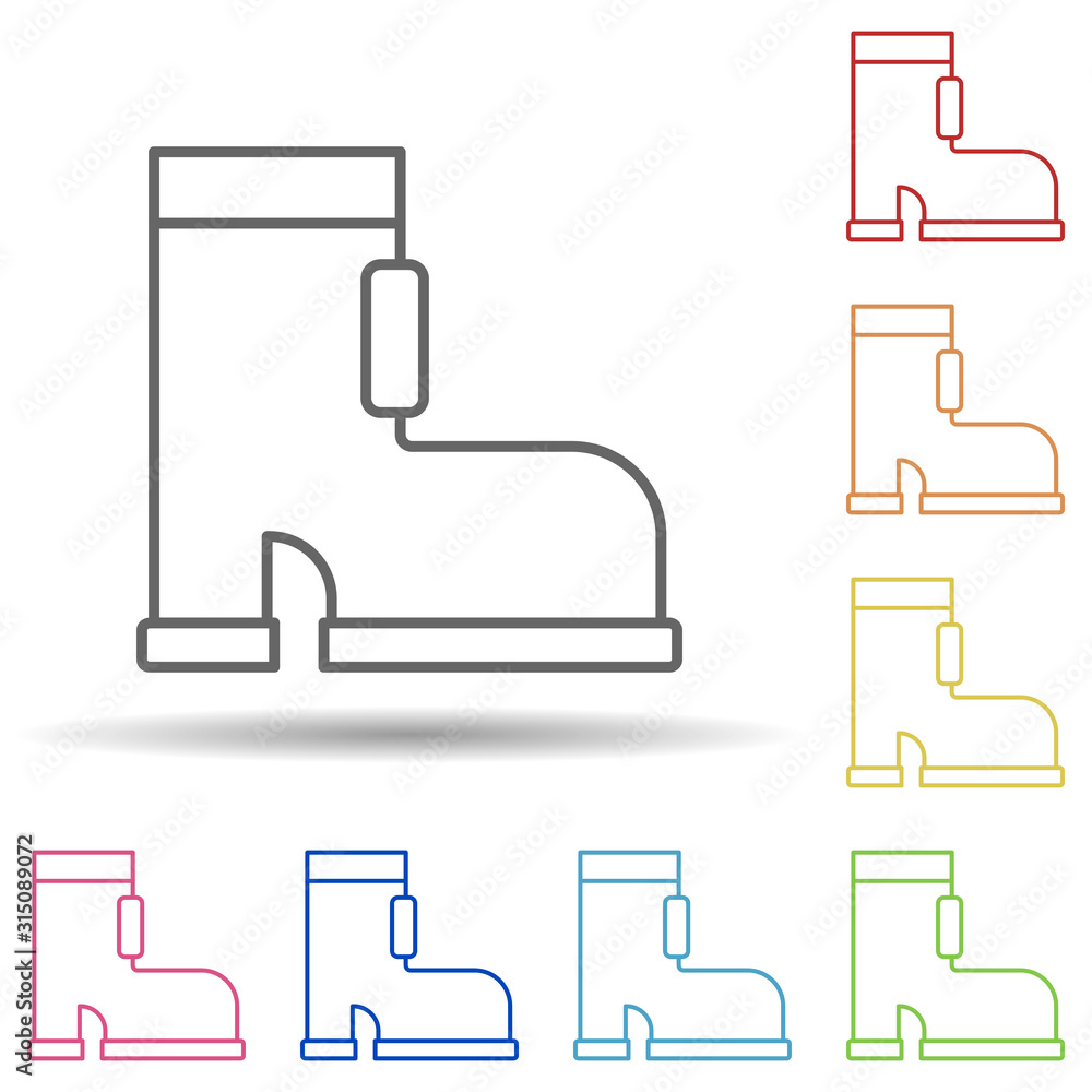 Boots, firefighter in multi color style icon. Simple thin line, outline vector of firefighter icons for ui and ux, website or mobile application Boots, firefighter in multi color style icon. Simple thin line, outline vector of firefighter icons for ui and ux, website or mobile application