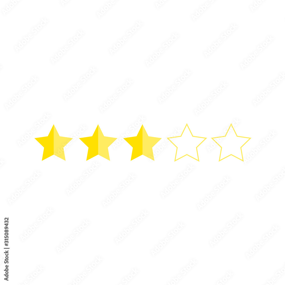 Customer satisfaction rating, stars 1 to 5, golden yellow Customer satisfaction rating, stars 1 to 5, golden yellow