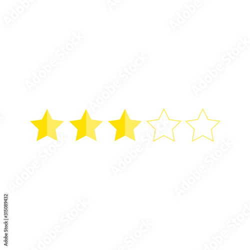 Customer satisfaction rating, stars 1 to 5, golden yellow