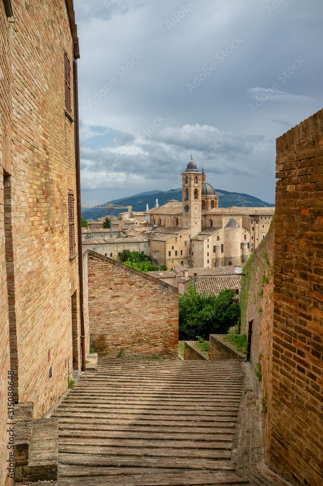 View of the old medieval city of Urbino, in the Marche Region (Italy).