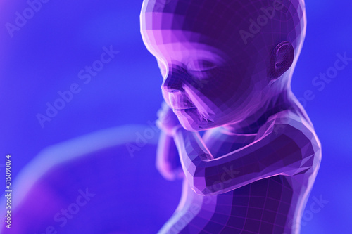 3d rendered abstract illustration of a fetus - week 30