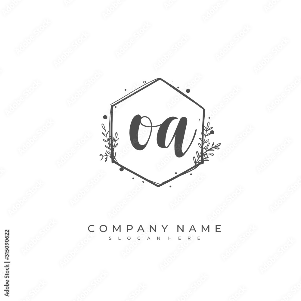 Handwritten initial letter O A OA for identity and logo. Vector logo template with handwriting and signature style. Handwritten initial letter O A OA for identity and logo. Vector logo template with handwriting and signature style.