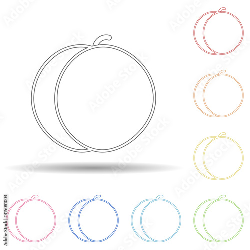 Apricot in multi color style icon. Simple thin line, outline vector of fruit icons for ui and ux, website or mobile application
