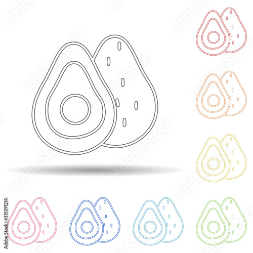 Avocado in multi color style icon. Simple thin line, outline vector of fruit icons for ui and ux, website or mobile application