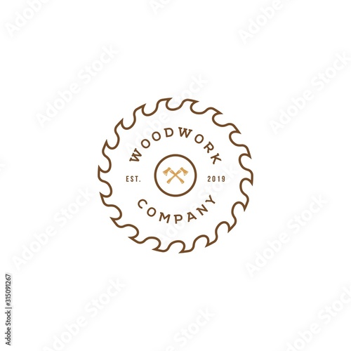Sawmill icon design vector template.Woodwork logo inspiration
