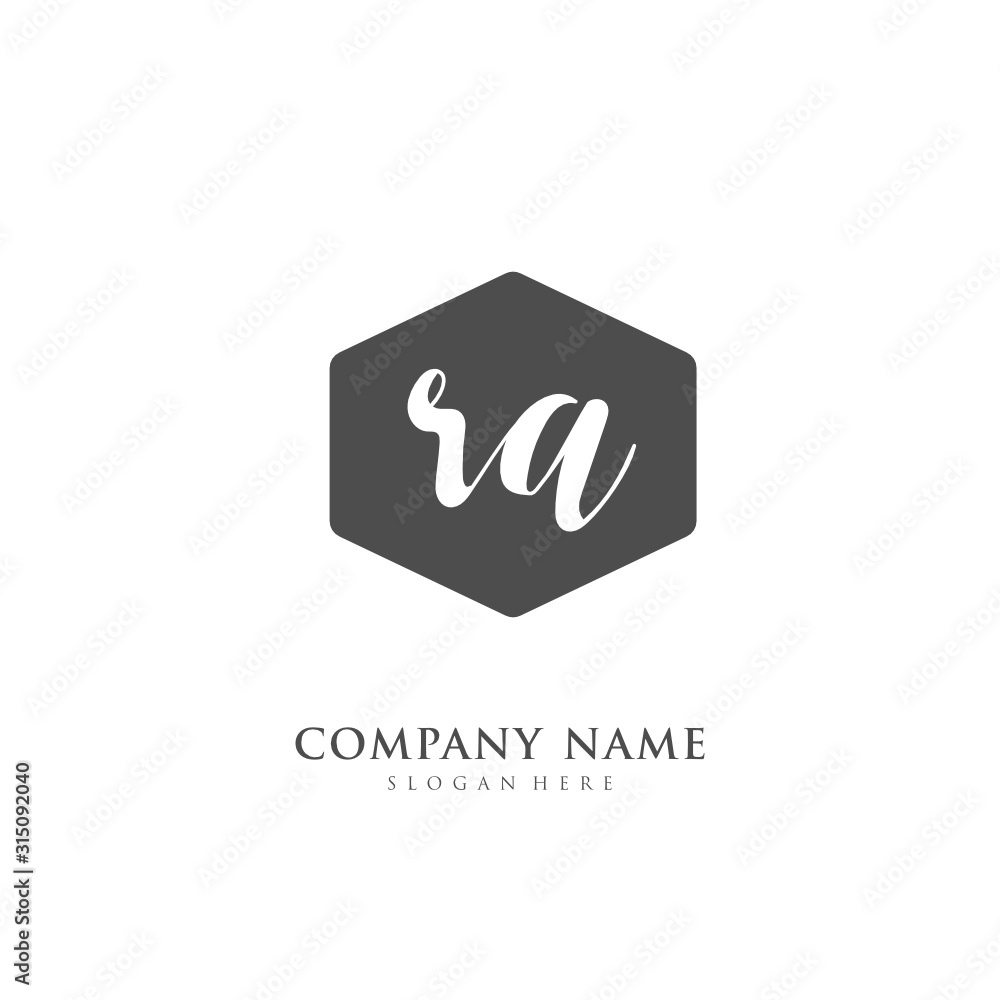 Handwritten initial letter R A RA for identity and logo. Vector logo template with handwriting and signature style. Handwritten initial letter R A RA for identity and logo. Vector logo template with handwriting and signature style.