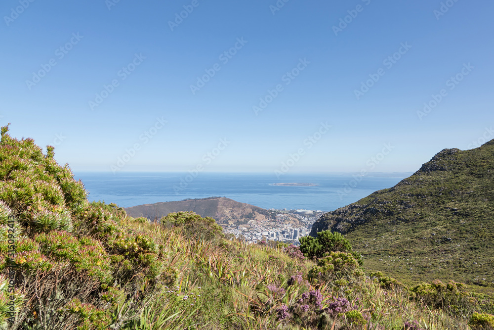 View of Cape Town and Robben Island from Table Mountain