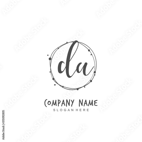 Handwritten initial letter D A DA for identity and logo. Vector logo template with handwriting and signature style.