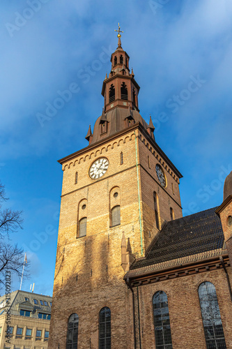 Spire of Oslo's main Cathedral in neo-Gothic style