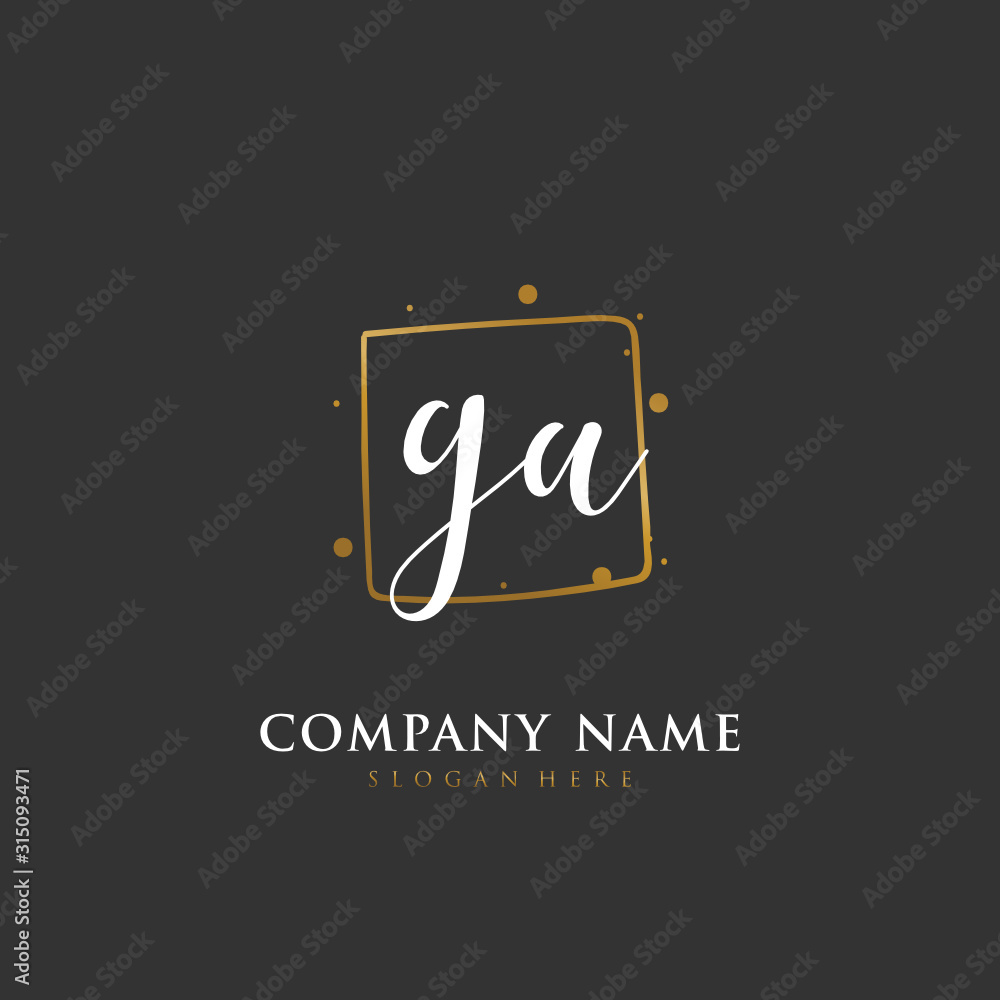 Handwritten initial letter G A GA for identity and logo. Vector logo template with handwriting and signature style. Handwritten initial letter G A GA for identity and logo. Vector logo template with handwriting and signature style.