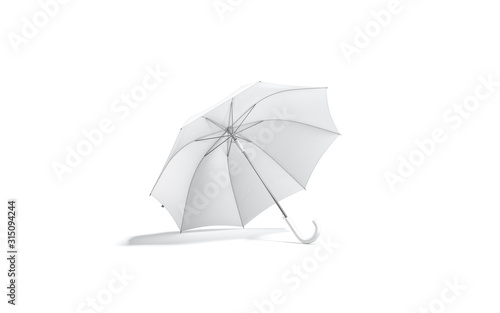 Blank white open umbrella mockup lying  isolated