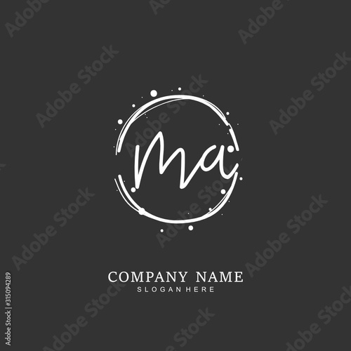  Handwritten initial letter M A MA for identity and logo. Vector logo template with handwriting and signature style.