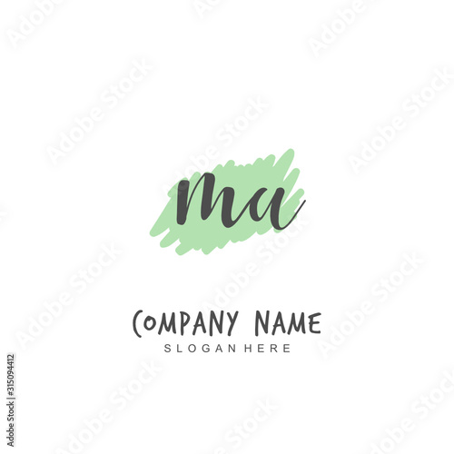  Handwritten initial letter M A MA for identity and logo. Vector logo template with handwriting and signature style.