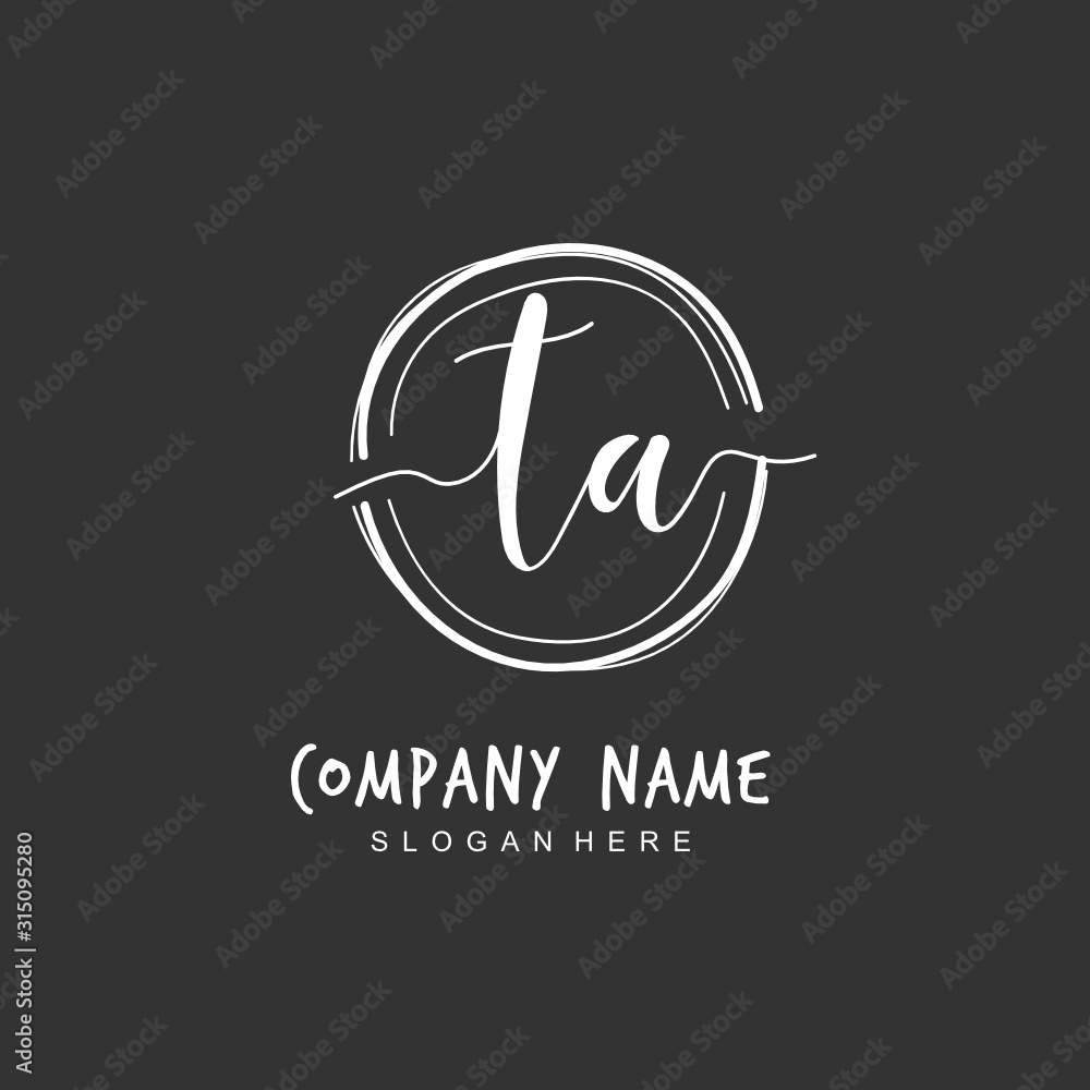 Handwritten initial letter T A TA for identity and logo. Vector logo template with handwriting and signature style.