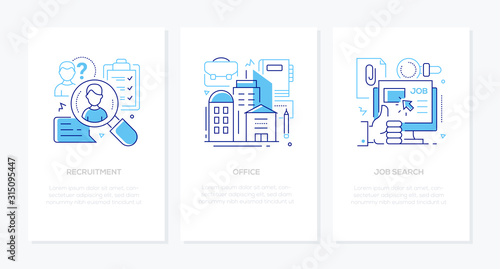 Human resources - line design style banners set