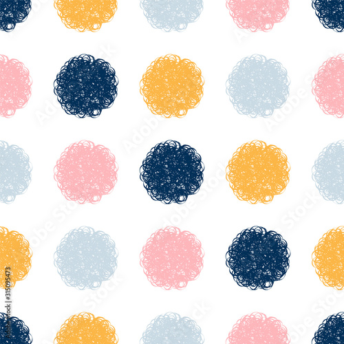 Polka dot doodle geometric vector seamless pattern.