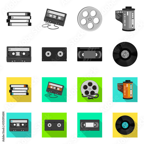 Isolated object of equipment and device symbol. Set of equipment and player stock vector illustration.