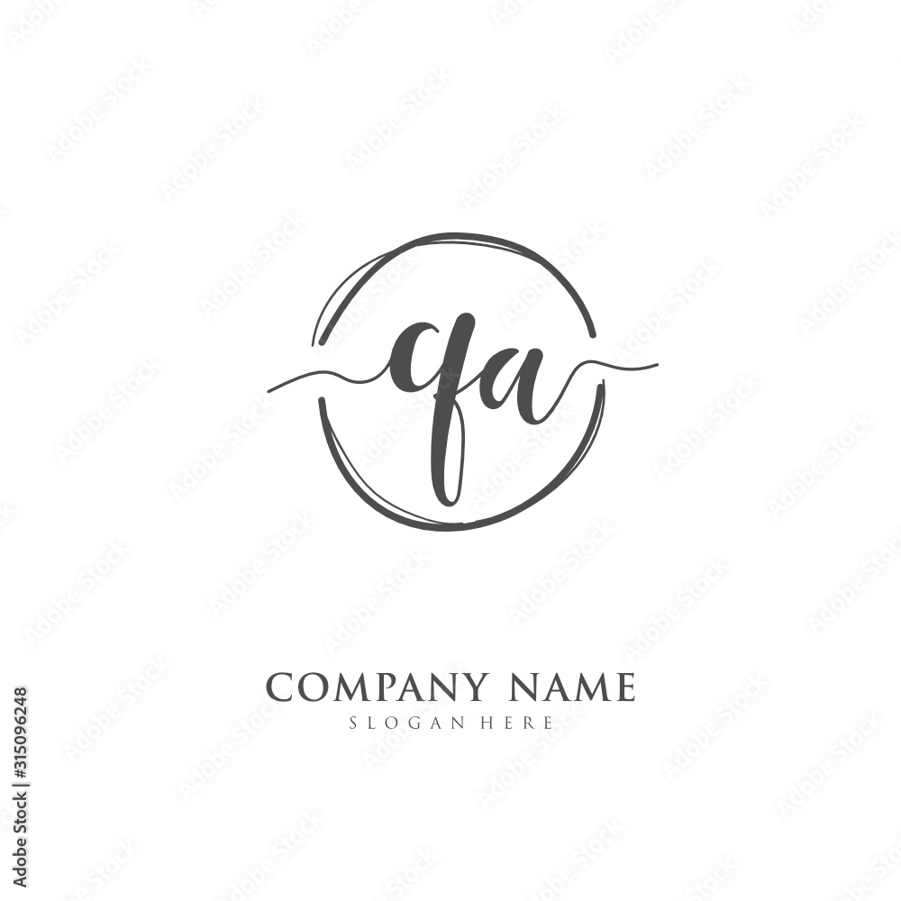 Handwritten initial letter Q A QA for identity and logo. Vector logo template with handwriting and signature style. Handwritten initial letter Q A QA for identity and logo. Vector logo template with handwriting and signature style.