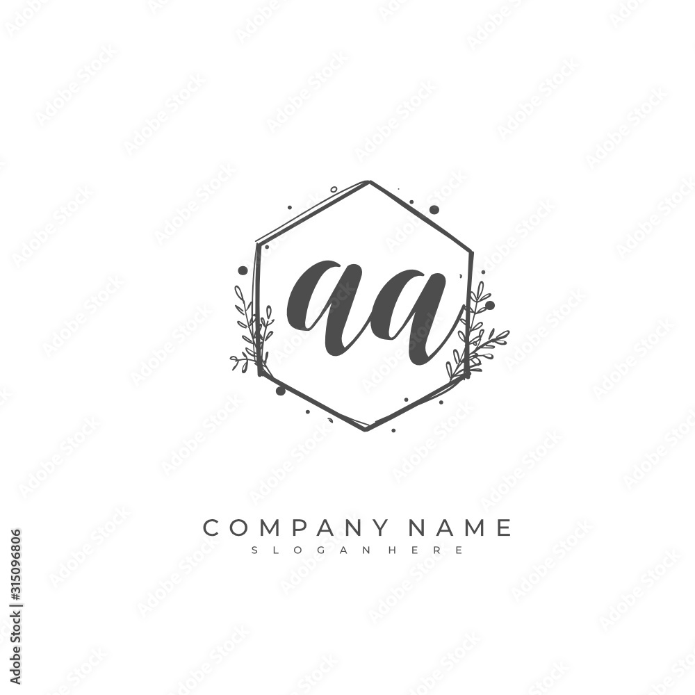 Handwritten initial letter A AA for identity and logo. Vector logo template with handwriting and signature style. Handwritten initial letter A AA for identity and logo. Vector logo template with handwriting and signature style.