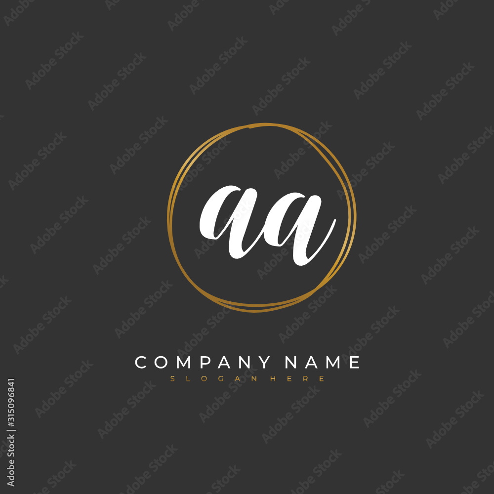 Handwritten initial letter A AA for identity and logo. Vector logo template with handwriting and signature style. Handwritten initial letter A AA for identity and logo. Vector logo template with handwriting and signature style.