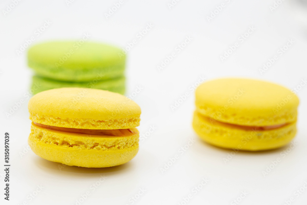 sweet colorful macaroons isolated on white background