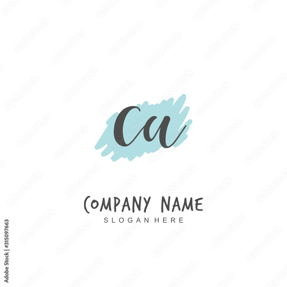 Fototapeta premium Handwritten initial letter C A for identity and logo. Vector logo template with handwriting and signature style.