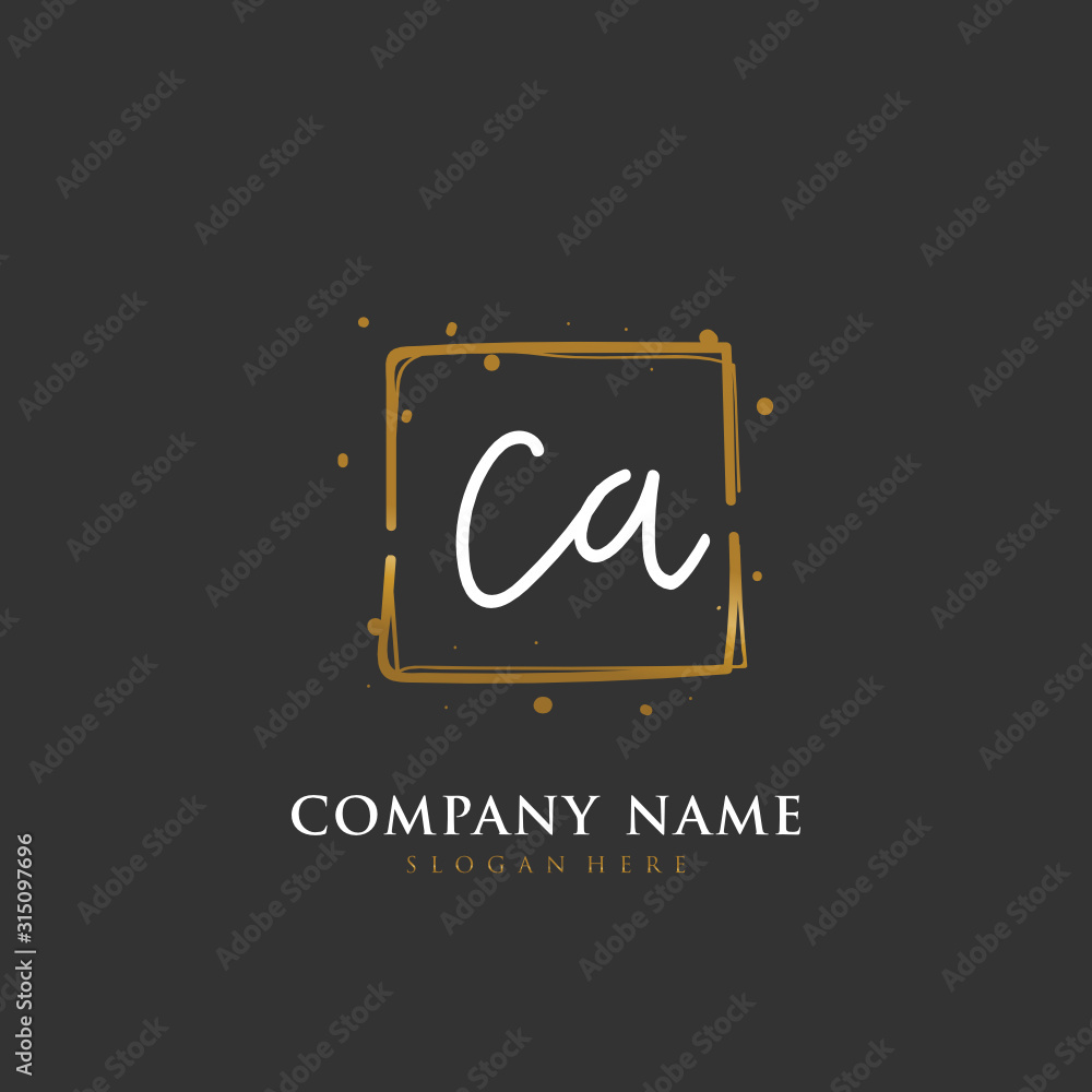 Handwritten initial letter C A for identity and logo. Vector logo template with handwriting and signature style. Handwritten initial letter C A for identity and logo. Vector logo template with handwriting and signature style.