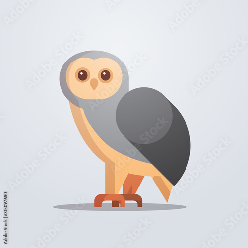 owl bird icon cute cartoon wild animal symbol wildlife species fauna concept flat vector illustration