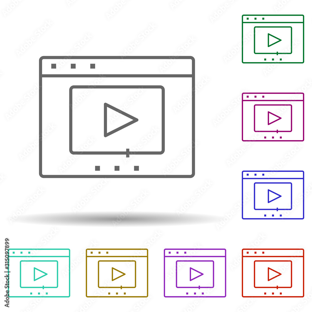 Film, media, multimedia in multi color style icon. Simple thin line, outline vector of marketing and advertising icons for ui and ux, website or mobile application Film, media, multimedia in multi color style icon. Simple thin line, outline vector of marketing and advertising icons for ui and ux, website or mobile application