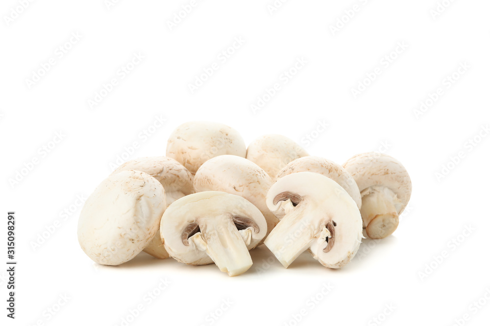 Group of champignon mushrooms isolated on white background Group of champignon mushrooms isolated on white background