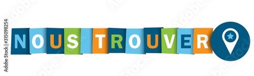 Bouton web typographique multicolore vecteur NOUS TROUVER