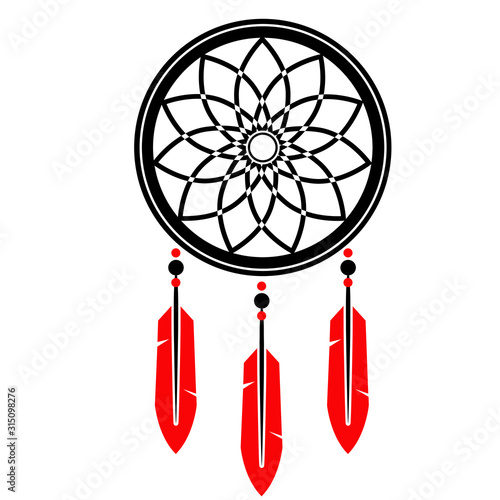 Dream catcher symbol illustration isolated on white. Vector flat design for print.