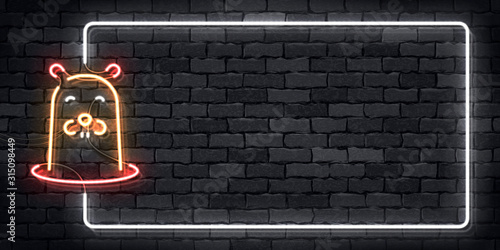 Vector realistic isolated neon sign of Happy Groundhog Day logo for template decoration and covering on the wall background.