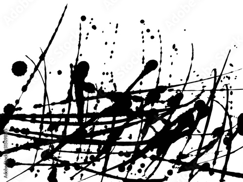 texture black ink japan background.Black ink work from brush.