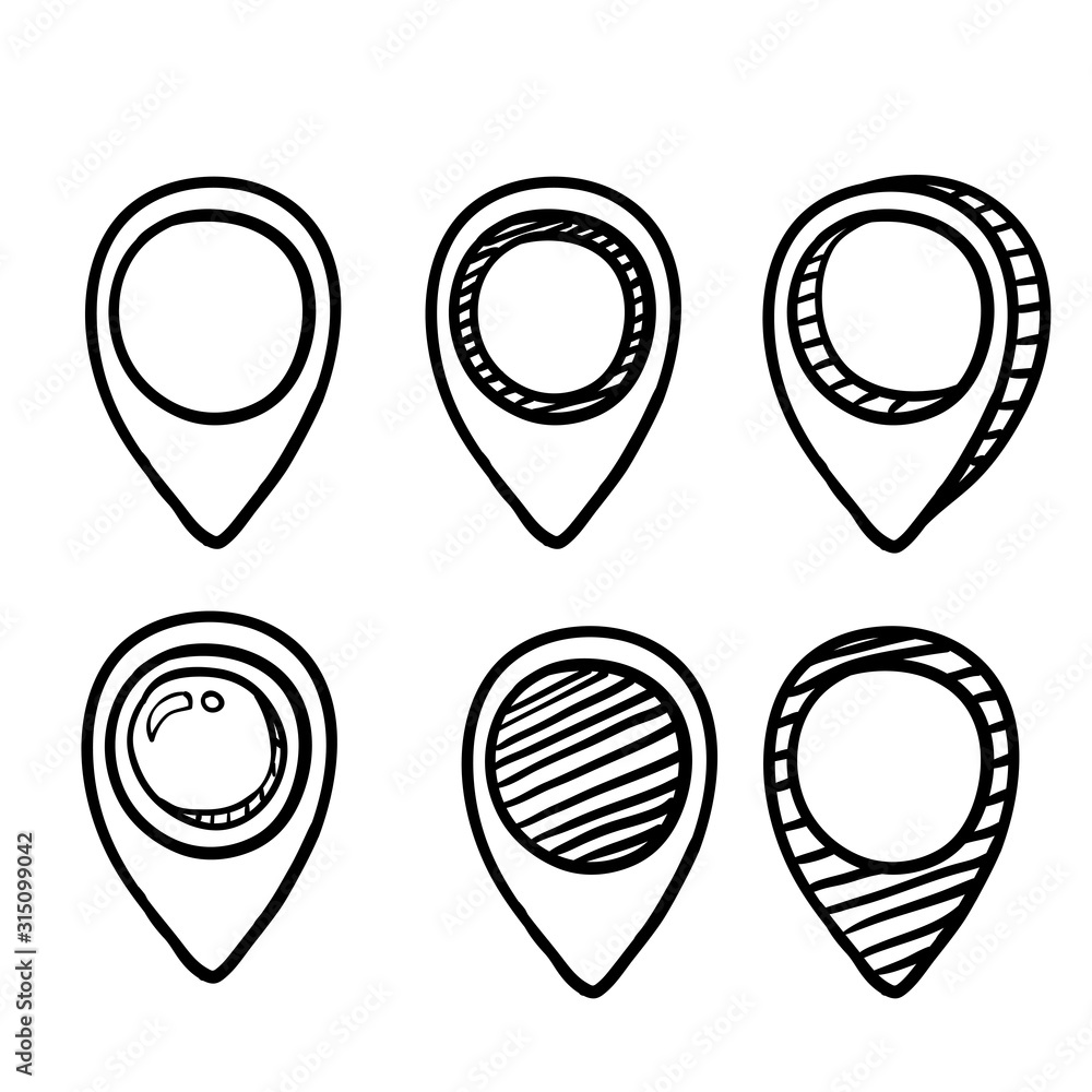 hand drawn Map pins sign location icon doodle isolated hand drawn Map pins sign location icon doodle isolated