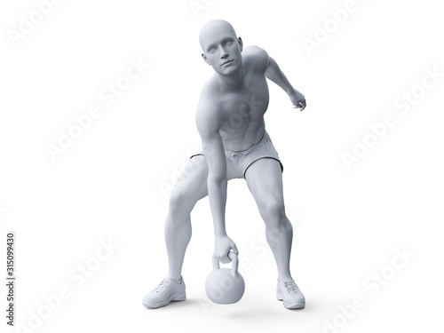 3d rendered abstract illustration of a man working out