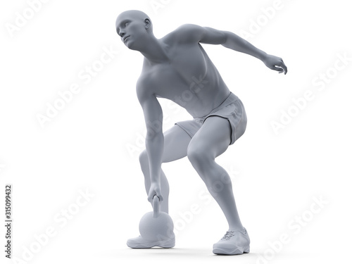 3d rendered abstract illustration of a man working out