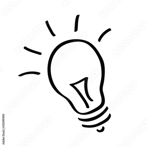 Handdrawn rough lightbulb logo. bulb doodle image vector.