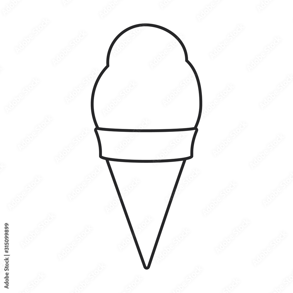 Ice cream in cone vector icon.Line vector icon isolated on white background ice cream in cone. Ice cream in cone vector icon.Line vector icon isolated on white background ice cream in cone.