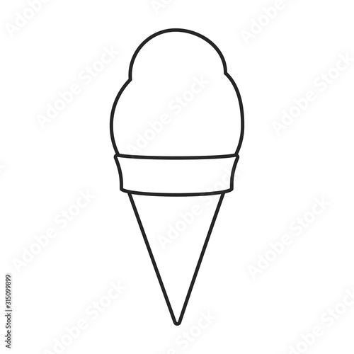 Ice cream in cone vector icon.Line vector icon isolated on white background ice cream in cone.