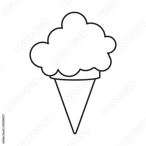 Ice cream in cone vector icon.Line vector icon isolated on white background ice cream in cone.