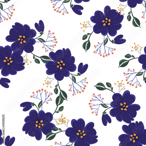 Fashionable cute pattern in nativel flowers. Floral seamless background for textiles, fabrics, covers, wallpapers, print, gift wrapping or any purpose.