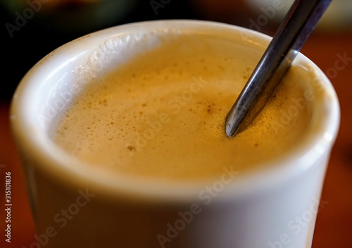 Macro Shot of a Cup of Fresh Cappuccino