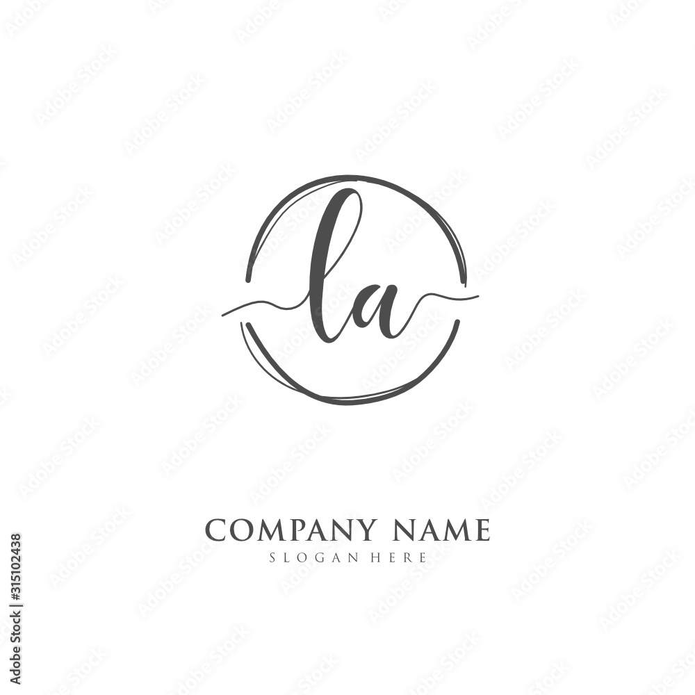 Handwritten initial letter L A LA for identity and logo. Vector logo template with handwriting and signature style. Handwritten initial letter L A LA for identity and logo. Vector logo template with handwriting and signature style.
