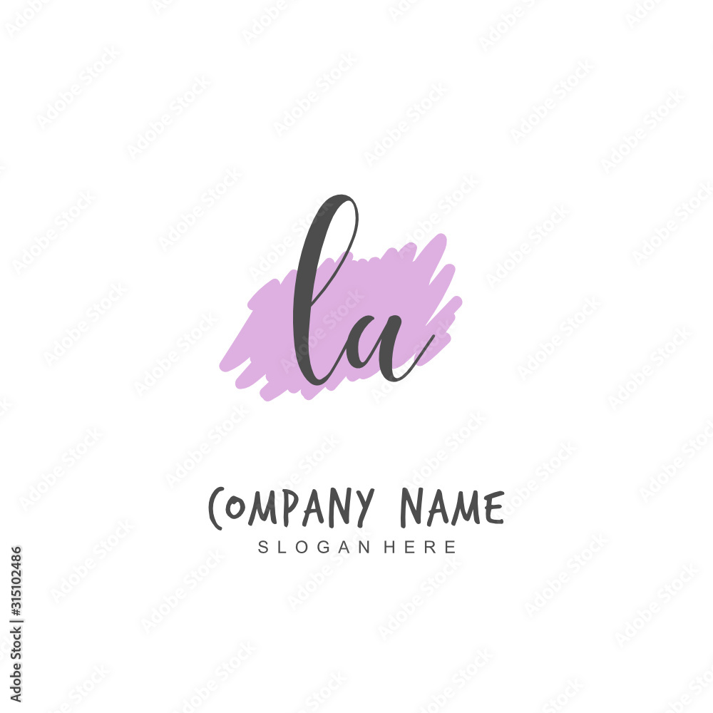 Handwritten initial letter L A LA for identity and logo. Vector logo template with handwriting and signature style. Handwritten initial letter L A LA for identity and logo. Vector logo template with handwriting and signature style.