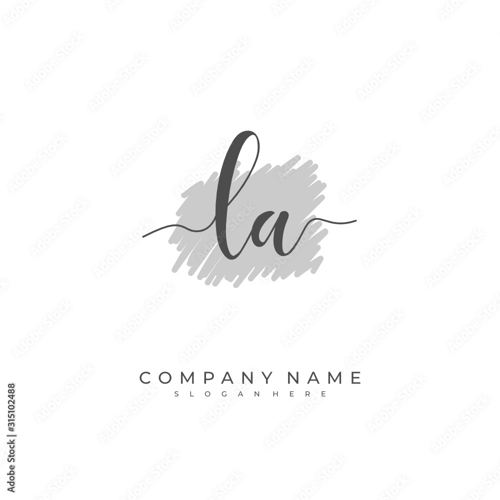 Obraz premium Handwritten initial letter L A LA for identity and logo. Vector logo template with handwriting and signature style.