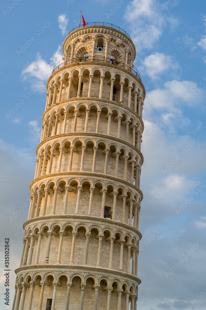 Famous tilt of Pisa tower. Toscana, Italy.