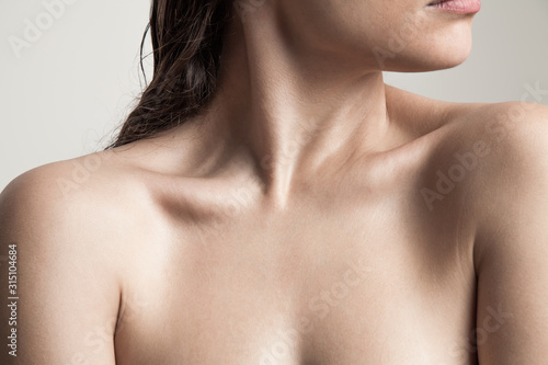 close up of woman neck and shoulders natural beauty skin